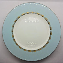 Load image into Gallery viewer, Minton Bone China Blue with Gold Leaves Trim Pattern 10 3/4&quot; Dinner Plate x 4
