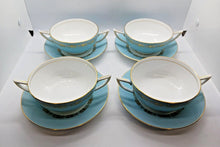 Load image into Gallery viewer, Minton Bone China Blue with Gold Leaves Trim Pattern Creamer Set of 4
