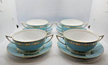 Load image into Gallery viewer, Minton Bone China Blue with Gold Leaves Trim Pattern Creamer Set of 4
