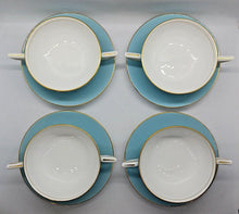 Load image into Gallery viewer, Minton Bone China Blue with Gold Leaves Trim Pattern Creamer Set of 4
