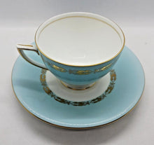 Load image into Gallery viewer, Minton Bone China Blue with Gold Leaves Trim Pattern 5 Piece Place Set x 8, 40pc
