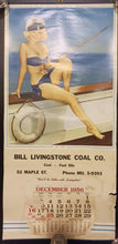 Load image into Gallery viewer, 1956 Calendar PIN-UP Girl Model &quot;Just Fishin&quot; Poster 16&quot; x 33 1/2&quot;

