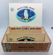 Load image into Gallery viewer, Vintage WHITE OWL BRAND 5 Cents Cigar Box from GENERAL CIGAR CO.
