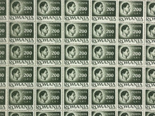 Load image into Gallery viewer, 10x10 Sheet of 1946 Green Romanian Stamps - Posta Romana (200 Lei)
