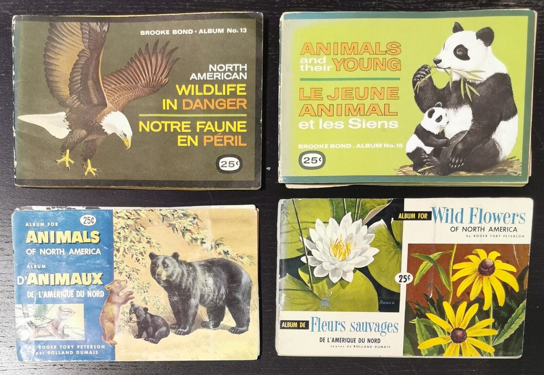 1970 Illustrations Sticker Book Lot of 4 Complete, Animals, Wild Life, Flower
