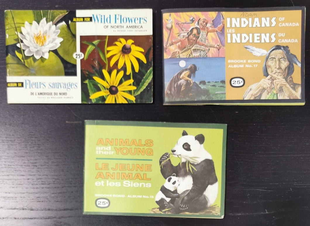 1972-1974 Sticker Book Lot of 3, Wild Flower, Indians, Animals