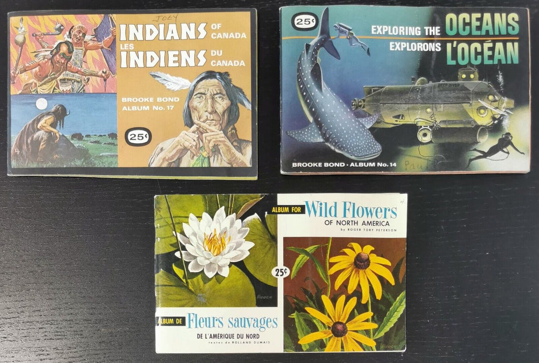 1971-1974 Sticker Book Lot of 3, Indians, Oceans, Wild Flowers