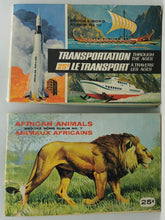 Load image into Gallery viewer, 1967 Sticker Book Lot of 2, Transportation, African Animals
