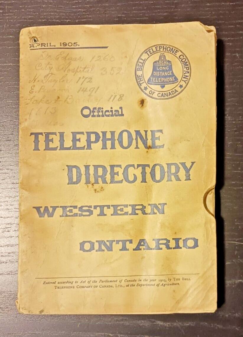 1905 April Official Bell Telephone Directory of Western Ontario *Rare*