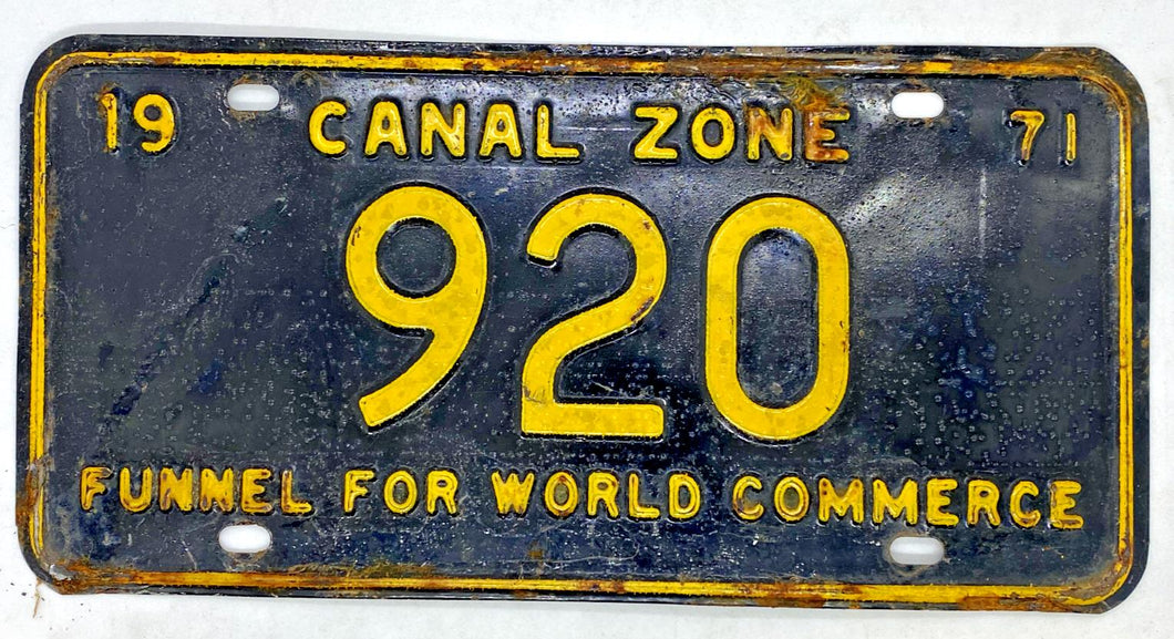 1971 Canal Zone License Plate #920 - Funnel for World Commerce