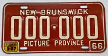 Load image into Gallery viewer, 1966 New Brunswick SAMPLE ZERO License Plate Tag Original
