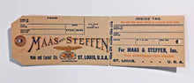 Load image into Gallery viewer, Missouri: St. Louis Maas &amp; Steffen Furs Opening Unmailed Dennison Mailing Tag
