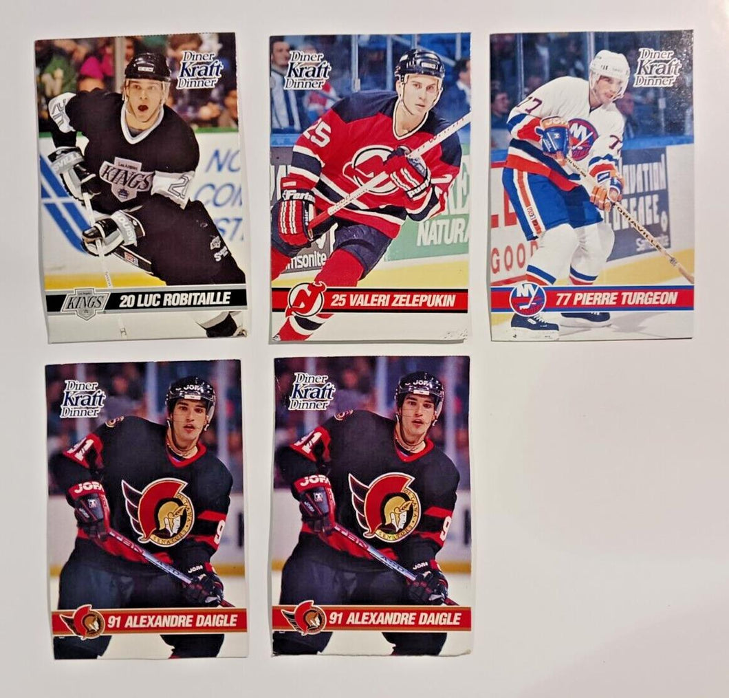 1993-94 Kraft Dinner Hockey Hand Cut Collectors 3 1/2 x  5 1/4