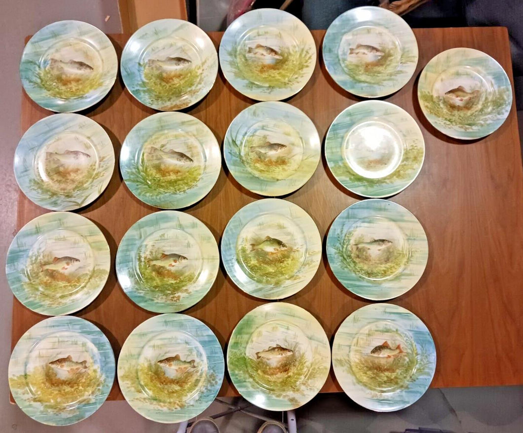 Limoges A.F France Porcelain Plate Set of 17 - Varies of Fish Patterns