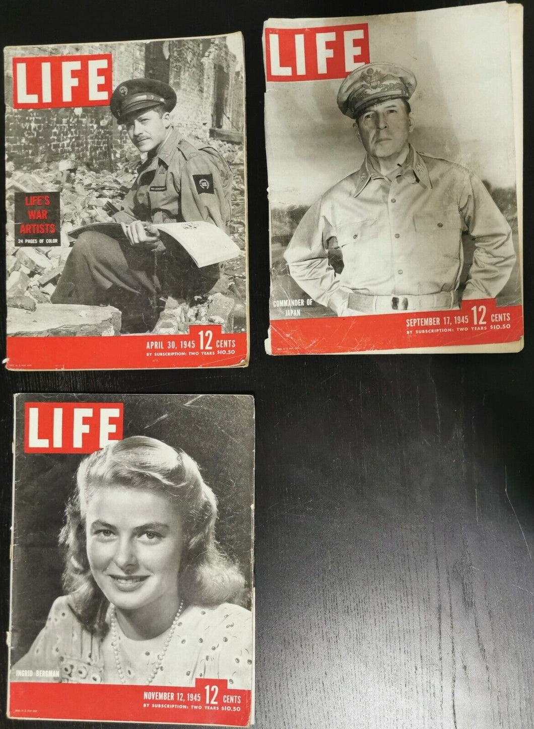 Life Magazine Issued 1945 April 30, Sept 17, Nov 12