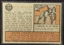 Load image into Gallery viewer, 1962 Topps Stu Miller #155 Baseball Card VG-EX
