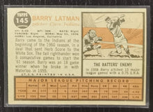 Load image into Gallery viewer, 1962 Topps Barry Latman #145 Baseball Card EX
