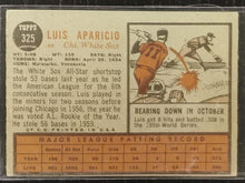 Load image into Gallery viewer, 1962 Topps Luis Aparicio #325 Baseball Card VG
