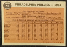 Load image into Gallery viewer, 1962 Topps Philadelphia Phillies - 1961 #294 Baseball Card VG-EX
