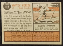 Load image into Gallery viewer, 1962 Topps Whitey Herzos #513 Baseball Card VG-EX
