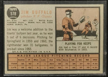 Load image into Gallery viewer, 1962 Topps Jim Duffalo #115 Baseball Card VG-EX
