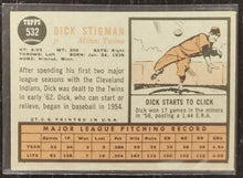 Load image into Gallery viewer, 1962 Topps Dick Stigman #532 Baseball Card VG-EX
