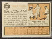 Load image into Gallery viewer, 1962 Topps Charlie Maxwell #85 Baseball Card VG-EX
