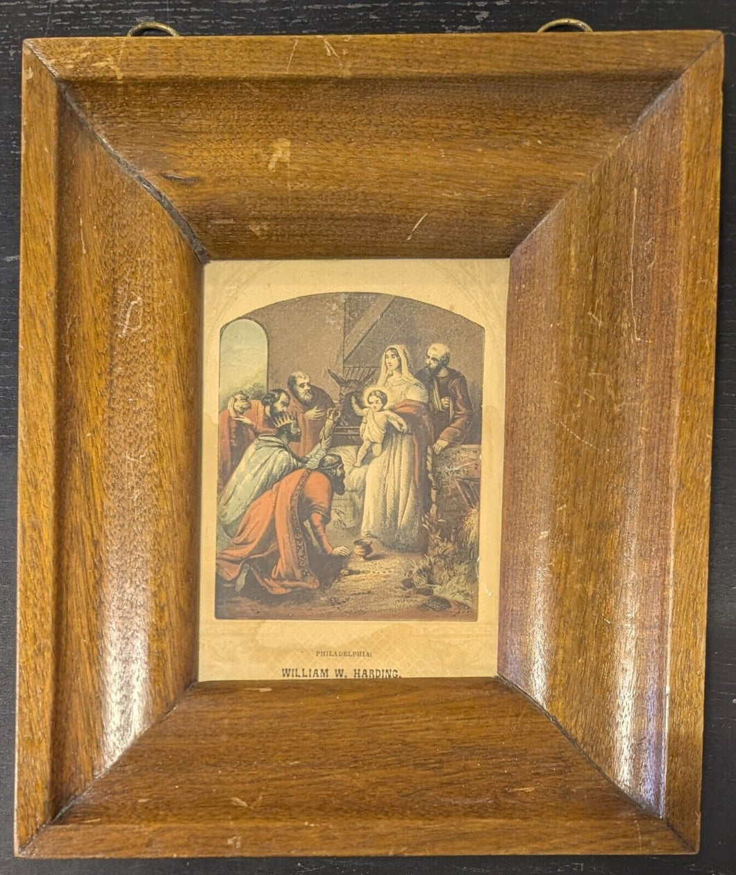 1860's William W Harding Nativity Lithograph Great Frame
