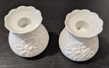 Load image into Gallery viewer, Vintage AK Kaiser 655 Porcelain White Bisque Floral Candle Holders x 2
