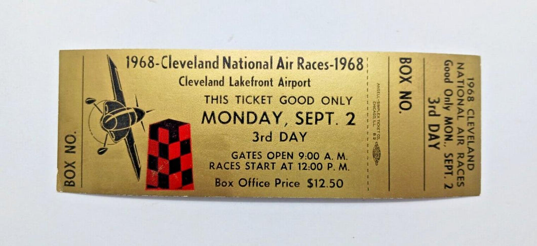 1968 Cleveland National Air Races Full Ticket Proof