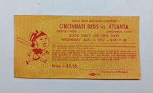 Load image into Gallery viewer, 1967 Cincinnati Reds vs Atlanta Baseball Full Ticket Exchange Coupon
