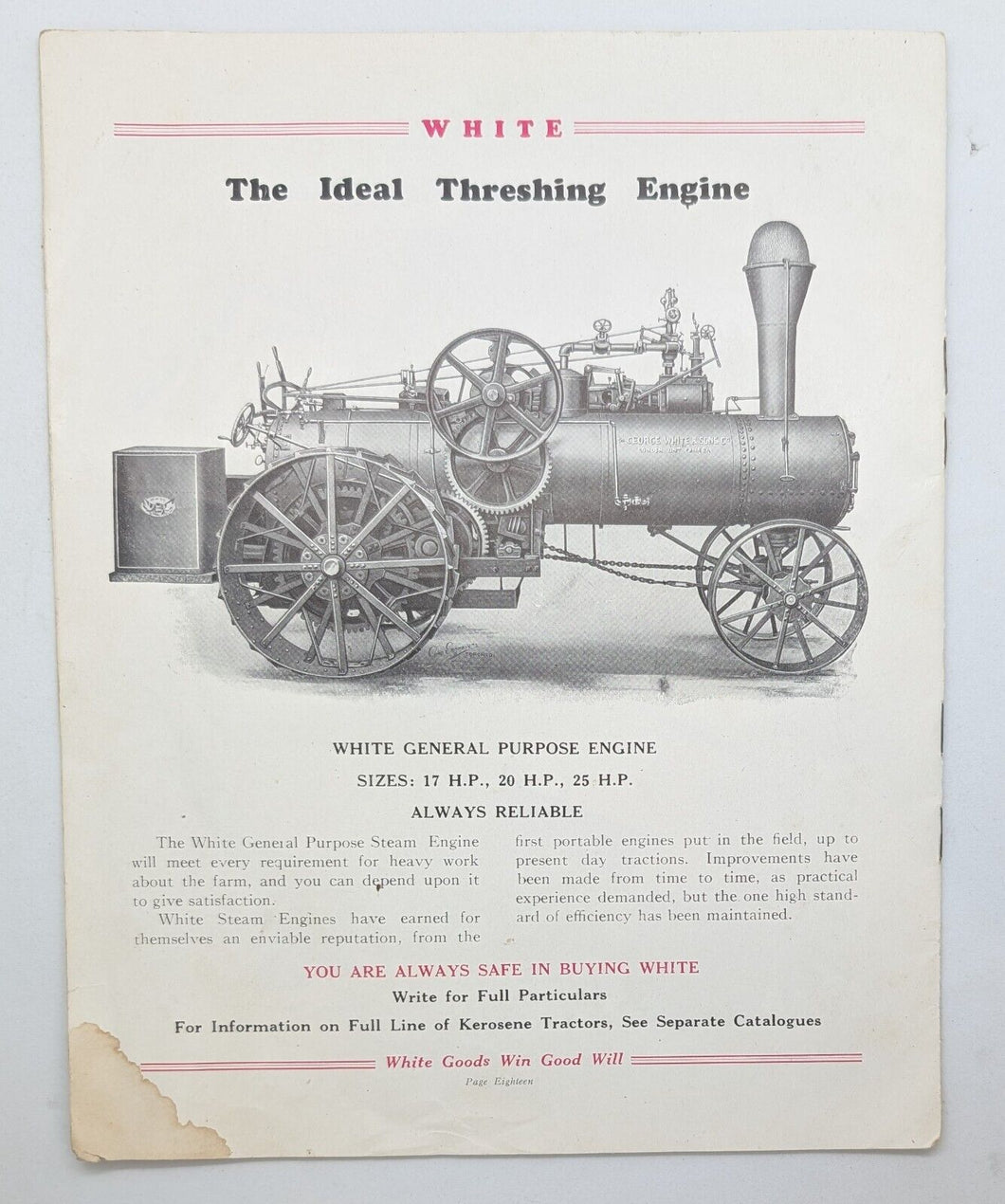 White New Roller Bearing Thresher Booklet