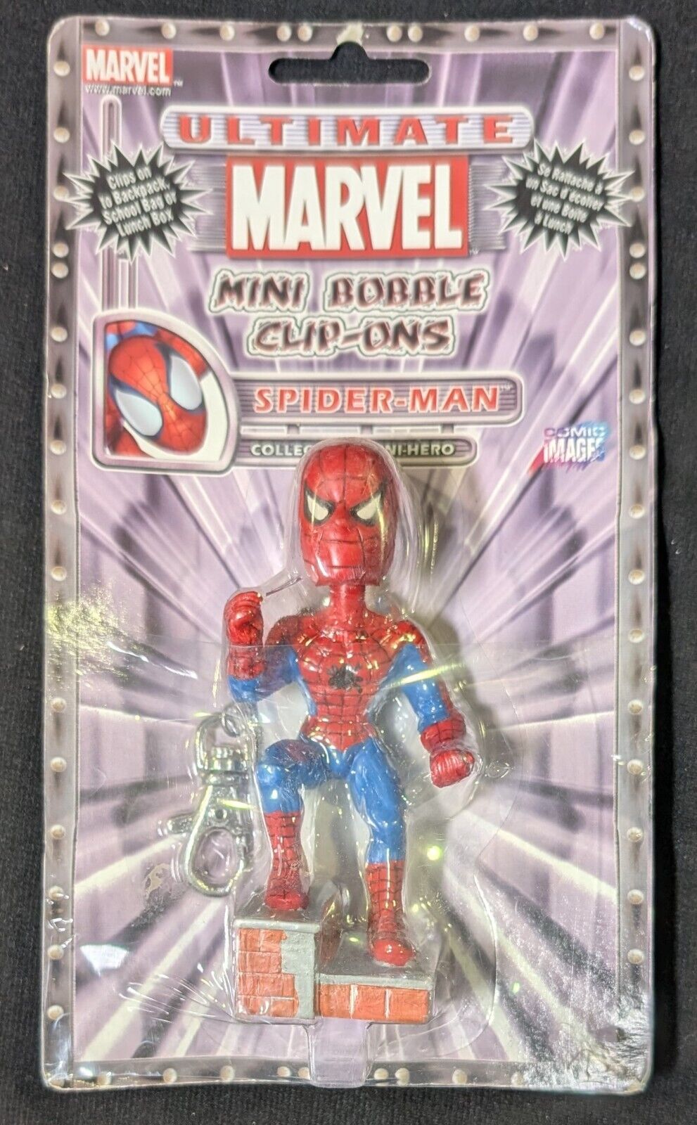 Marvel Spider-man Mini Bobble Clip-on Toy Figure MOC Bobblehead Keyring Keychain