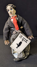 Load image into Gallery viewer, Charlie Chaplin Little Tramp Collector Doll &amp; Stand 1990 Hamilton Presents P3785
