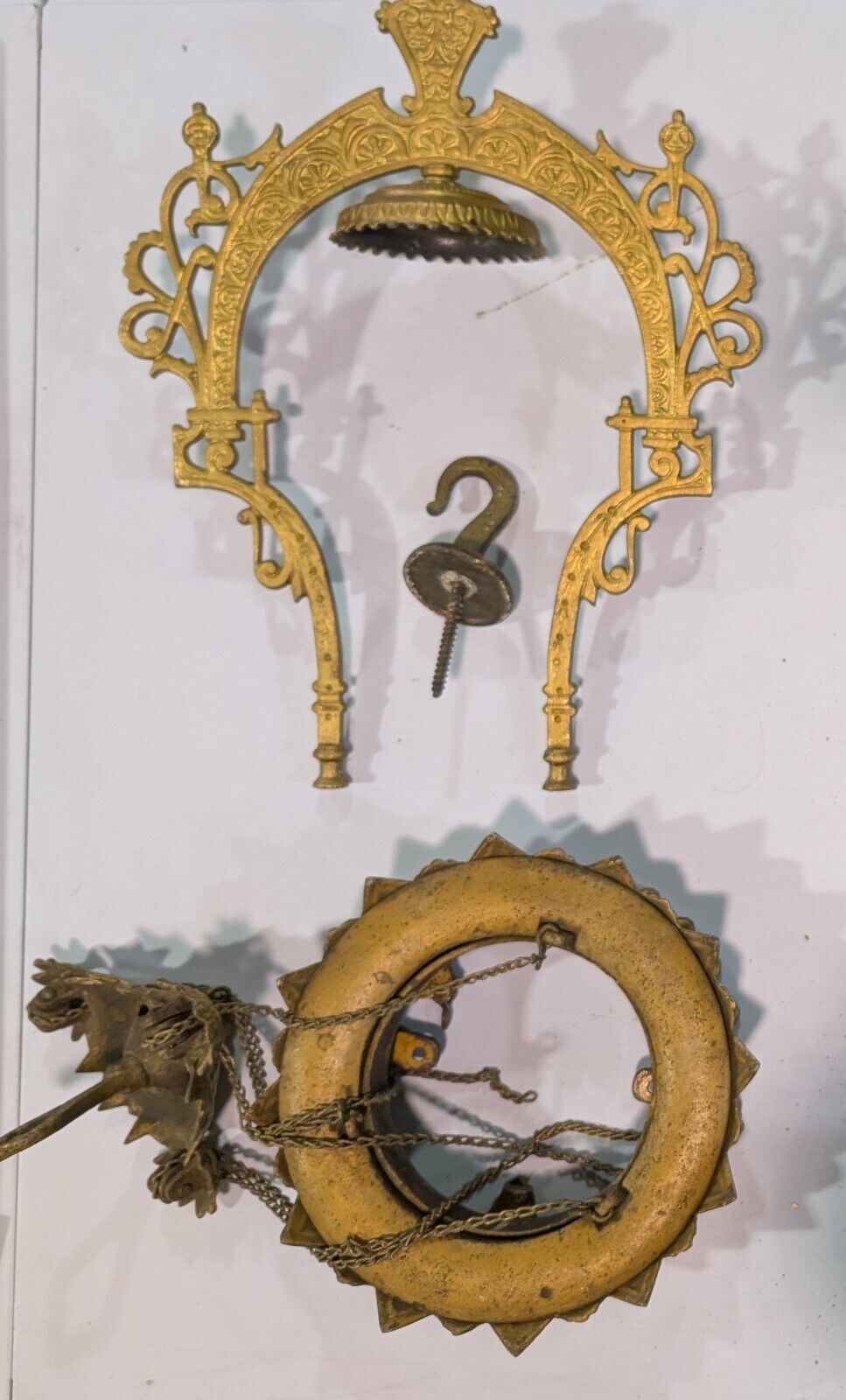 1872 Ornate Hanging Oil Lamp Frame Parts