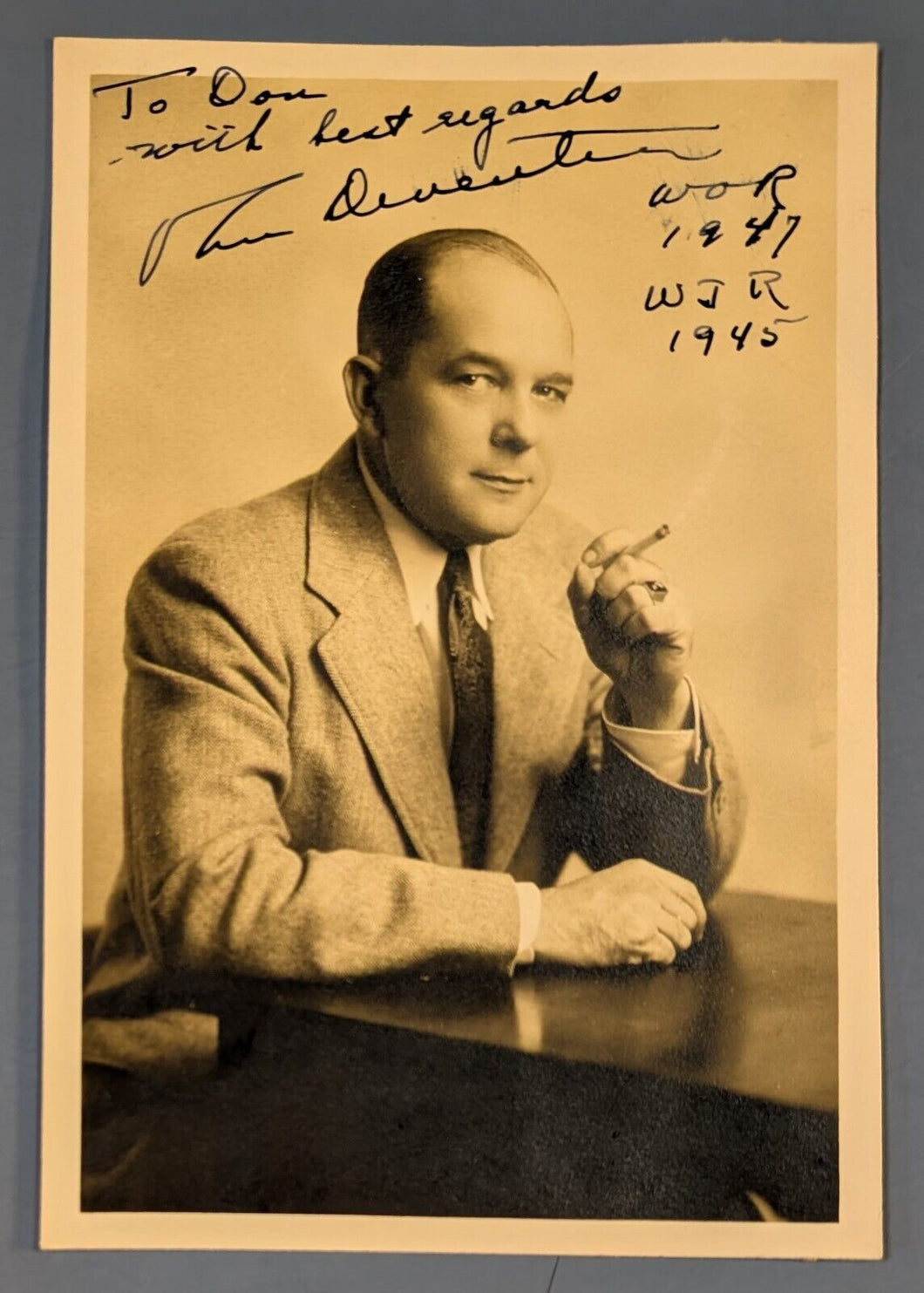 Tom Dewenter Signed Autographed Photo WOR WJR Radio 1940s