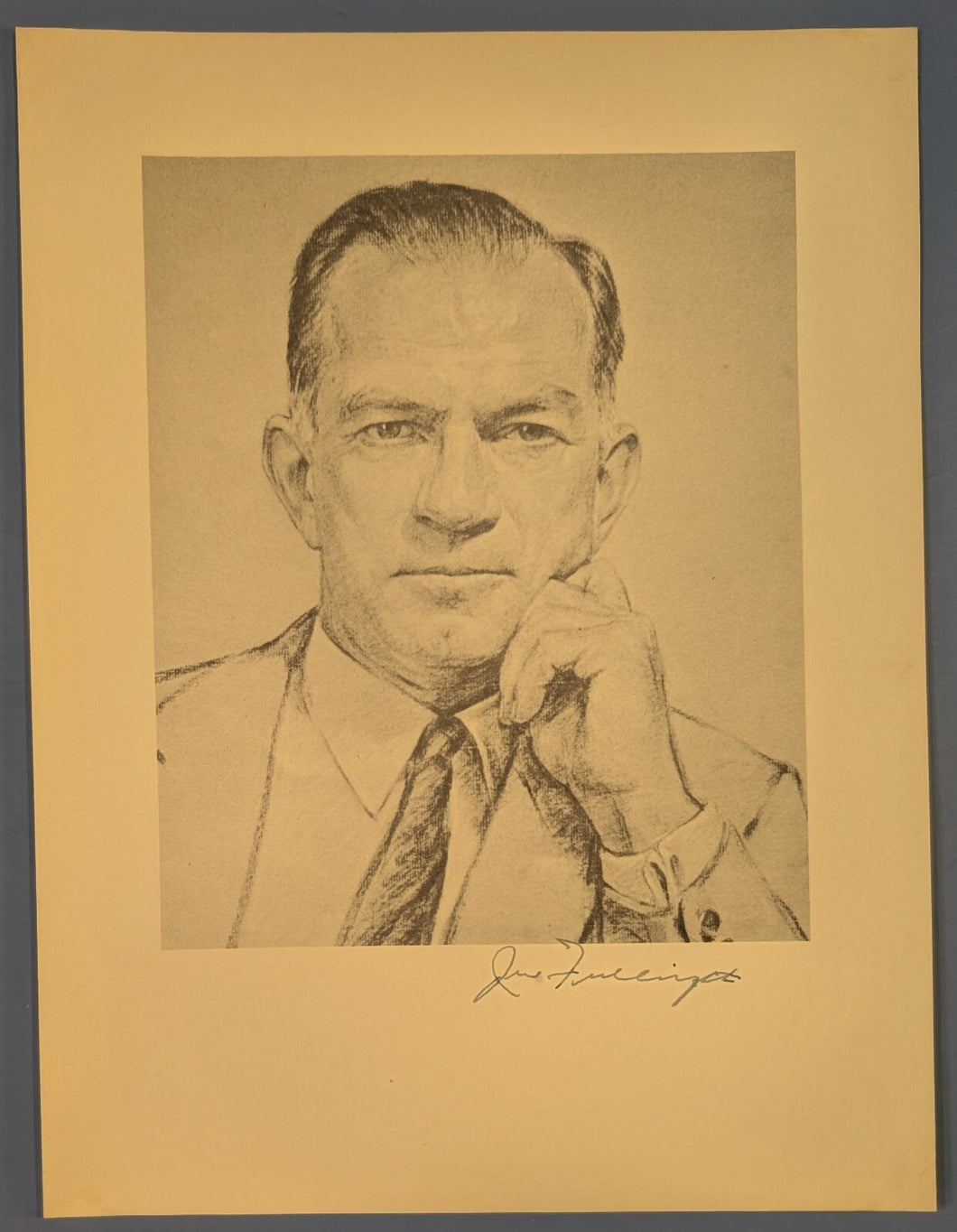 Senator J. William Fulbright Print With Facsimile Signature