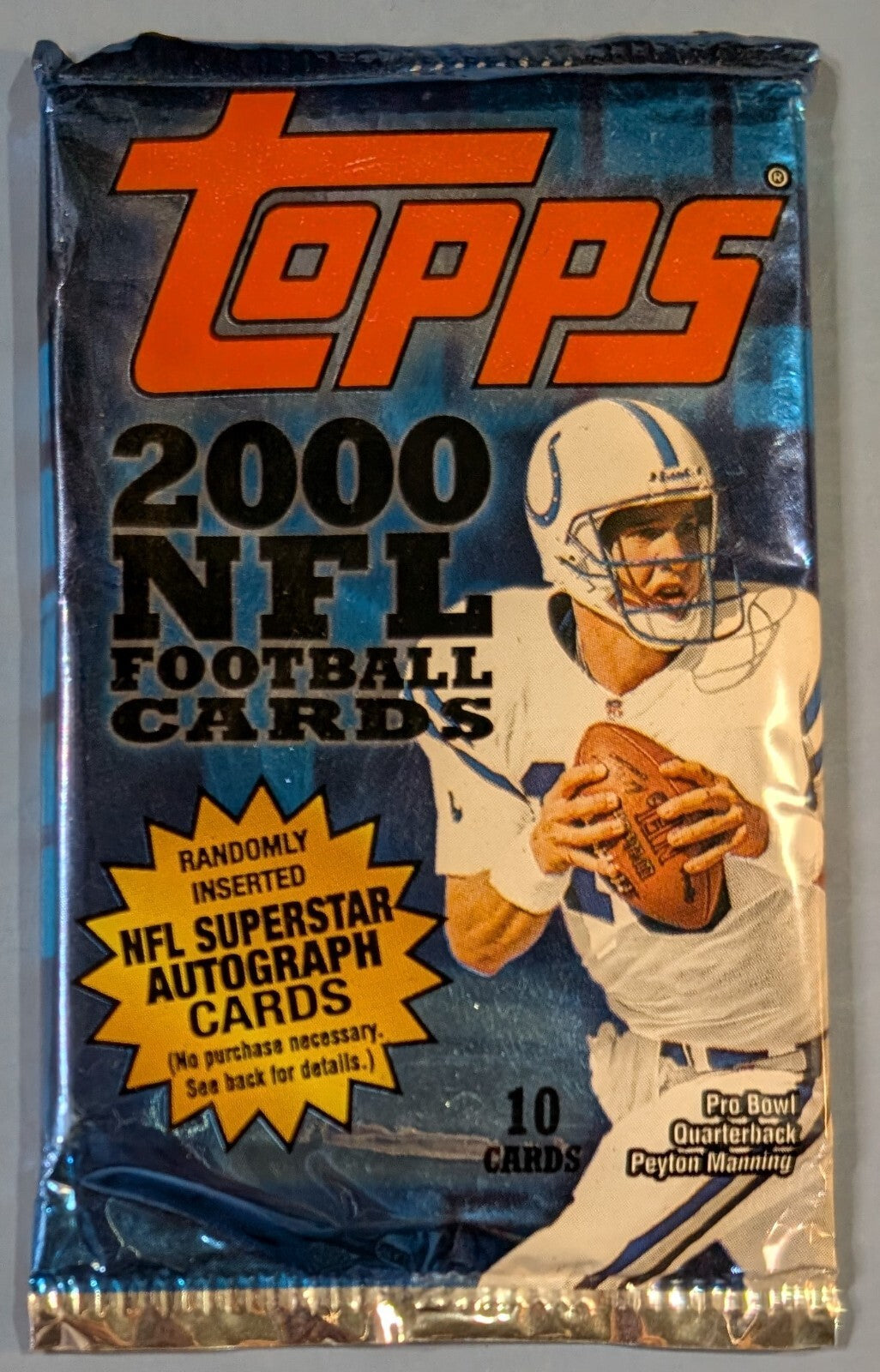 2000 Topps NFL Football Card Pack - Peyton Manning - 10 Cards SEALED