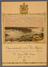 Load image into Gallery viewer, 1939 Royal Visit Niagara Falls King George VI &amp; Queen Elizabeth Souvenir
