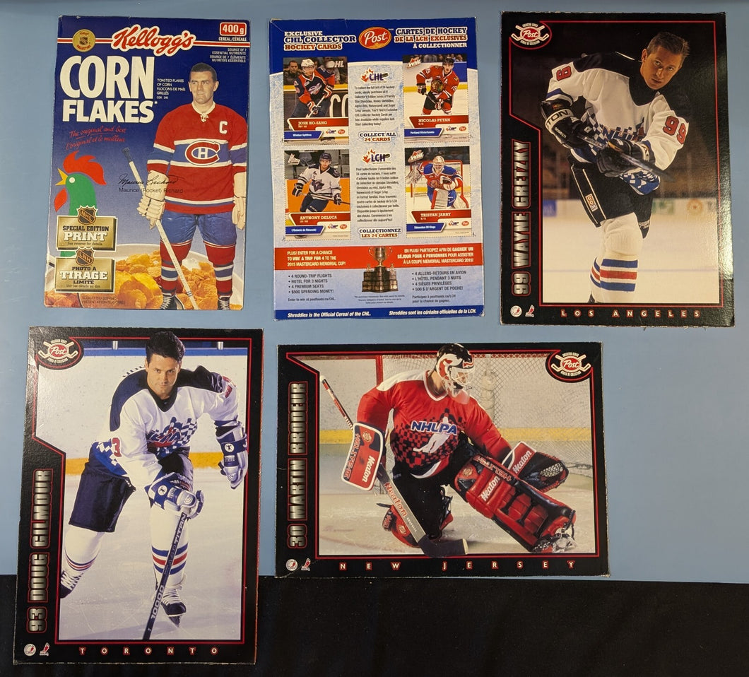 Lot of Vintage Cereal Promo Hockey Cards Cutout + 1 Cereal Box Panel