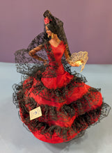 Load image into Gallery viewer, Vintage Marin Chiclana Flamenco Doll Spain Red Dress Lace Handmade Figurine
