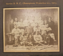 Load image into Gallery viewer, 1903 Berlin BBC  Champions Waterloo Co Baseball Team Cabinet Photo 15" x 12"

