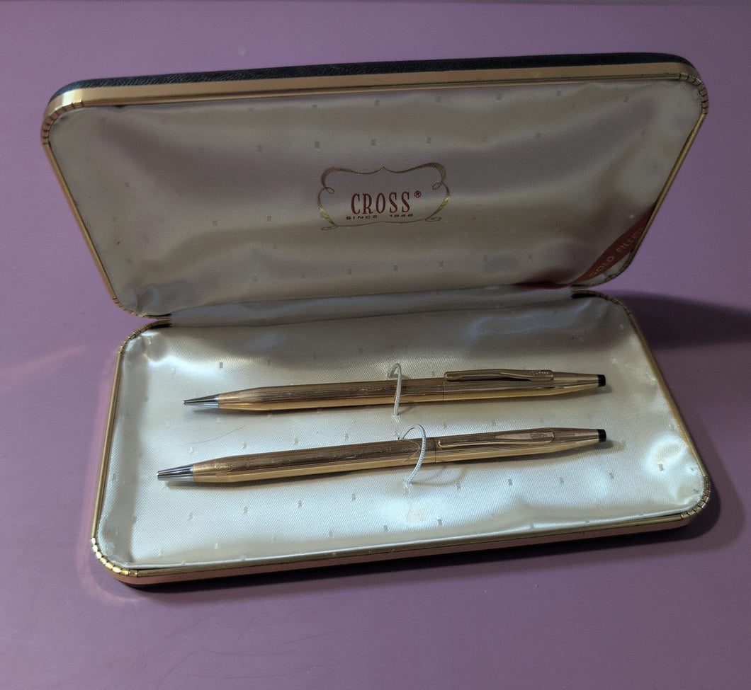 Vintage Cross Classic Century 10K Gold Filled Pen & Pencil Set with Case