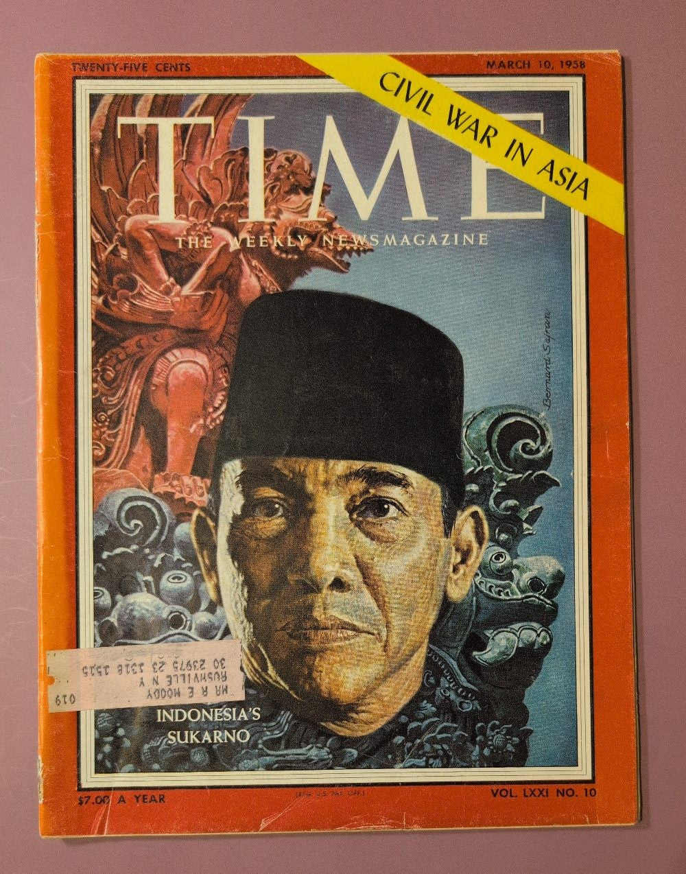 TIME Magazine March 10 1958 Indonesia's Sukarno Civil War in Asia