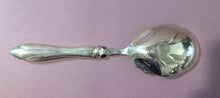 Load image into Gallery viewer, Birks Sterling Silver Ornate Handle Fluted Bowl Serving Spoon With Tudor Pattern
