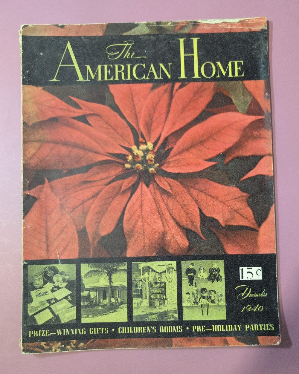 The American Home Magazine December 1940 Poinsettia Cover Camel Ad