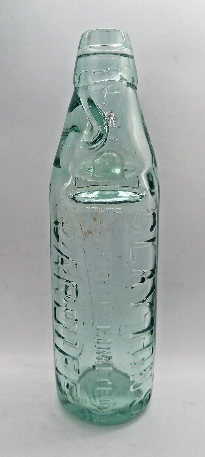 Antique Clayton's Cardiff Limited Codd Marble Glass Bottle with Marble