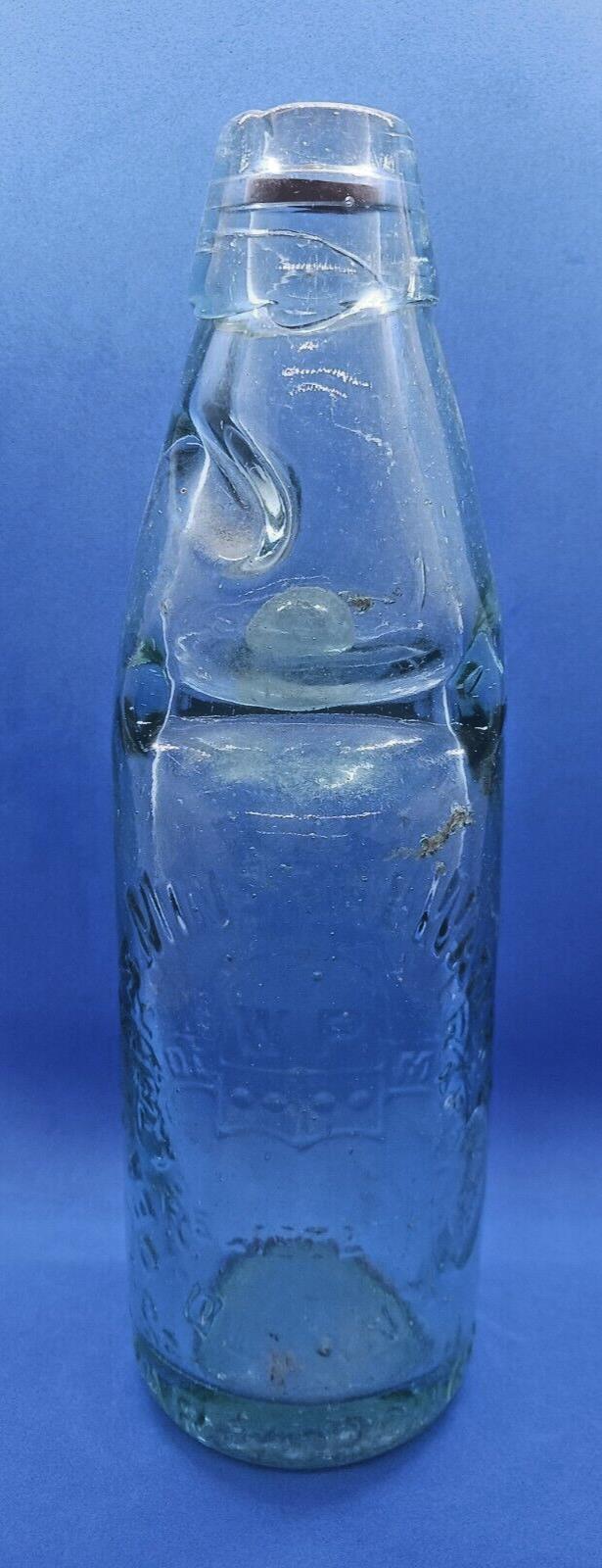 Antique Peacock's Mineral Water Company Ltd Codd Marble Glass Bottle with Marble