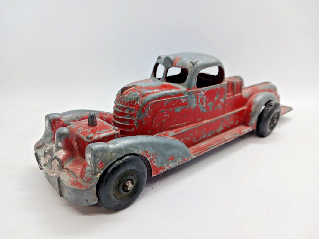 Vintage 1930's HUBLEY KIDDIE Toy FIRE TRUCK Red Metal Roadster 71/2” Long
