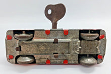 Load image into Gallery viewer, 1940-50s Red Car lithographed car tin toy with clockwork &amp; Key, Made in Britain

